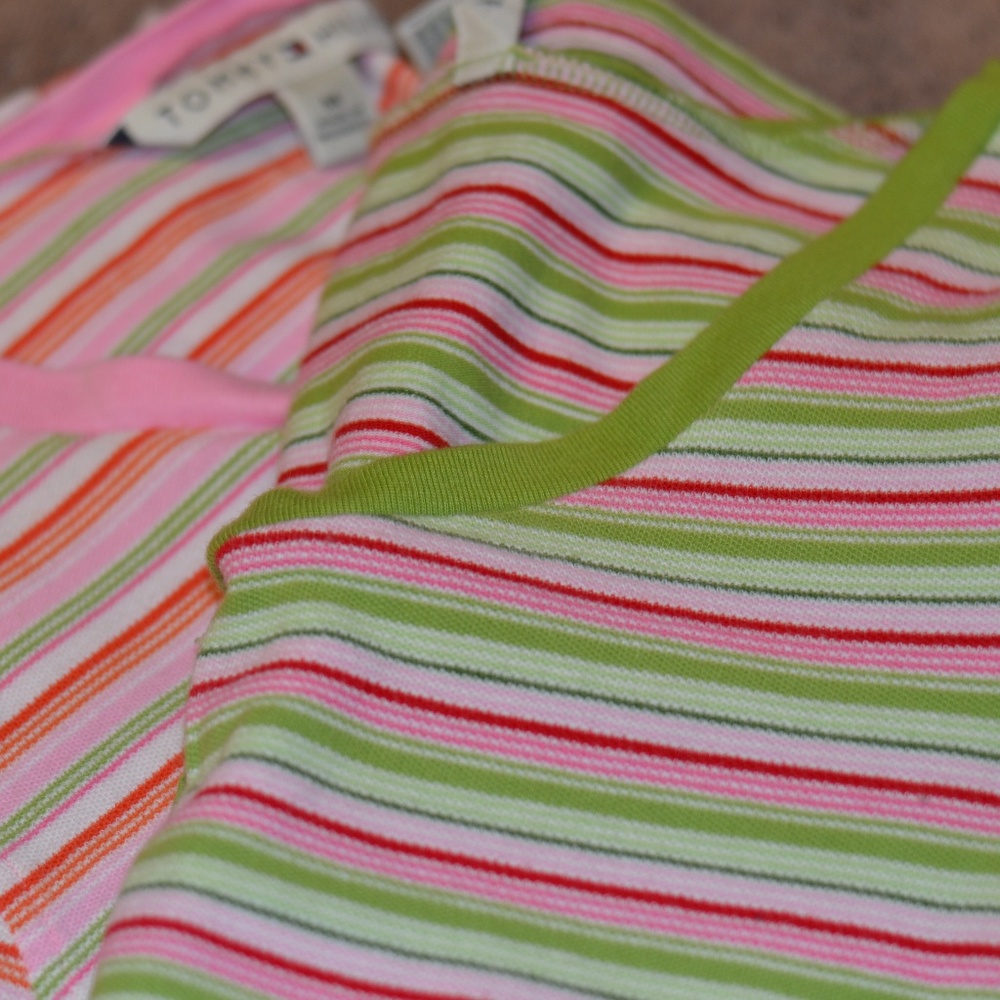 Two Tommy Short sleeve knit tops M very stretchy